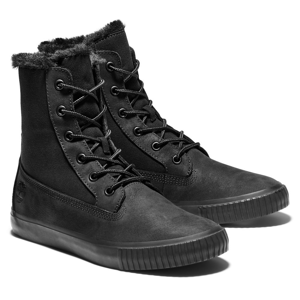 Bota Neve Feminino - Timberland Skyla Bay Fleece Fold-Down - VGBFK2891 - Pretas